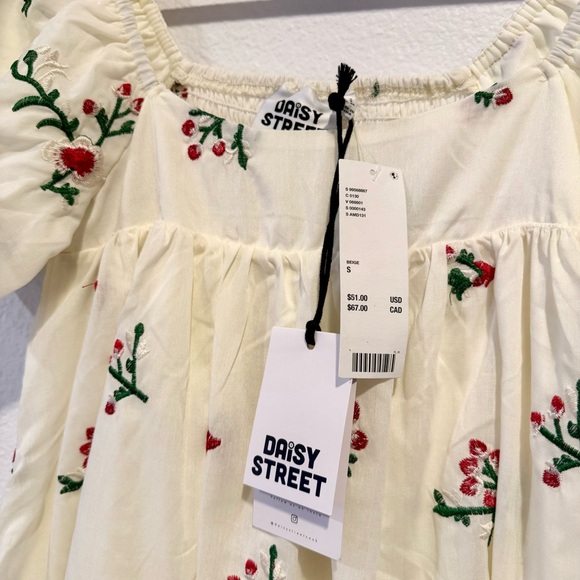 Daisy Street Embroidered Floral Puff Sleeve Babydoll Mini Dress size S - Picture 7 of 10